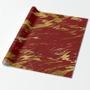 Elegant modern stylish gold & red marble look wrapping paper