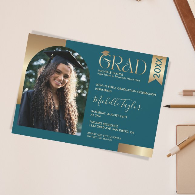 Elegant Modern Stylish Photo High School Graduate Invitation (Creator Uploaded)