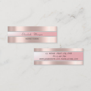 Elegant Modern Stylish Rose Gold, Stripe,Pearls Mini Business Card