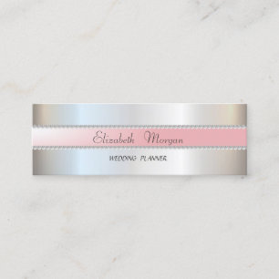 Elegant Modern Stylish Silver, Stripe,Pearls Mini Business Card