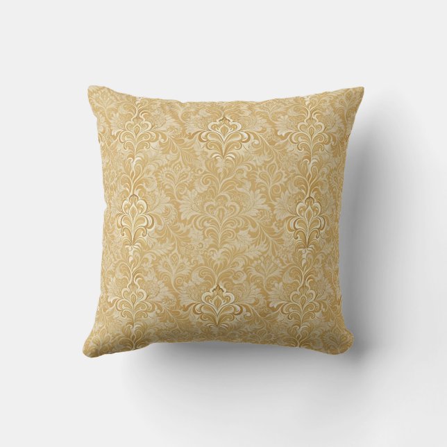Elegant Modern Stylish Trendy Beige Damask Pattern Cushion (Back)