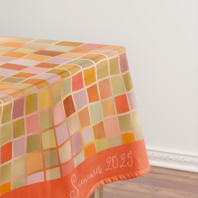 Elegant modern summer pattern golden hues tablecloth (In Situ)