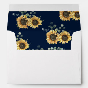 Elegant Modern Sunflower Eucalyptus Wedding Envelope