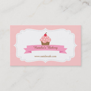 Elegant, Modern, Sweet Pink Cupcake, Bakery Business Card
