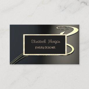 Elegant Modern Swirl, Gold Frame Jewellery Designe Business Card