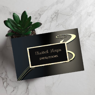 Elegant Modern Swirl, Gold Frame Jewellery Designe Business Card