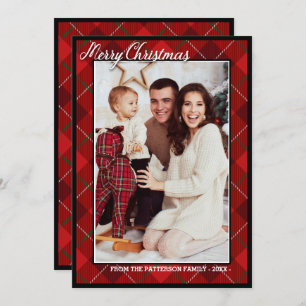 Elegant Modern Tartan   Merry Christmas Photo Card