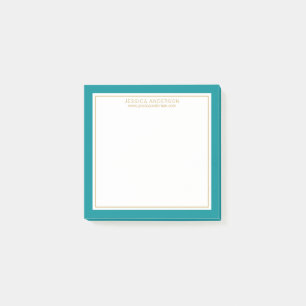 Elegant & Modern Teal/White/Gold Personalised Post-it Notes