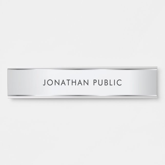 Elegant Modern Template Customisable Silver Look Door Sign (Front)