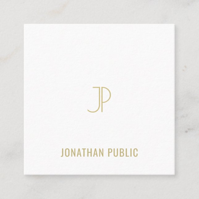Elegant Modern Template Gold Monogram Trendy Square Business Card (Front)