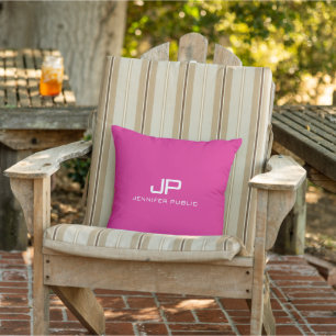  Elegant Modern Template Hot Pink Monogram Name Cushion