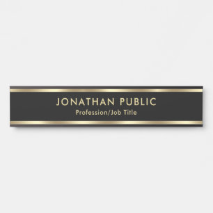 Elegant Modern Template Trendy Black And Gold Door Sign