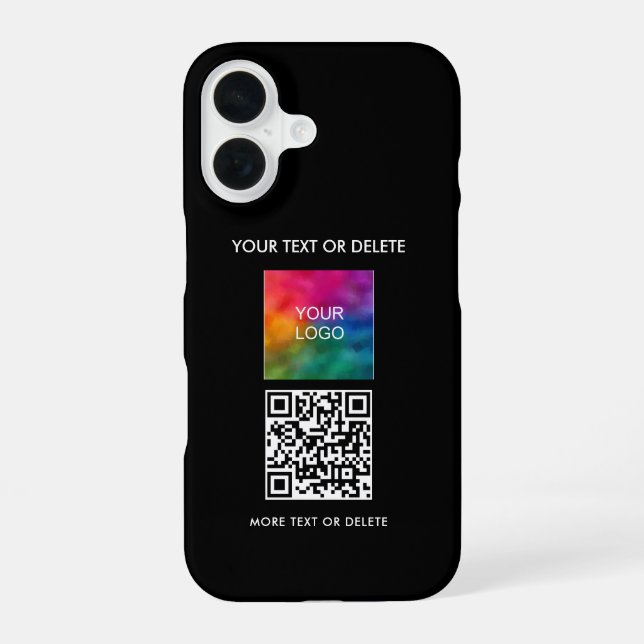 Elegant Modern Template Upload Logo Add QR Code iPhone 16 Case (Back)