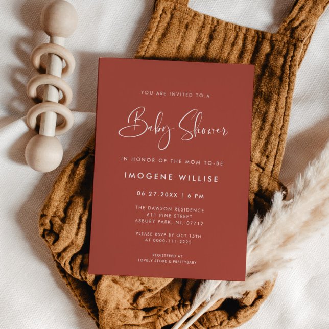 Elegant & Modern Terracotta Baby Shower Invitation (Creator Uploaded)