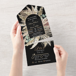 Elegant modern terracotta boho  wedding all in one invitation