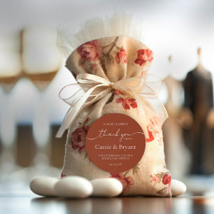 Elegant Modern Terracotta Boho Wedding Thank You Classic Round Sticker