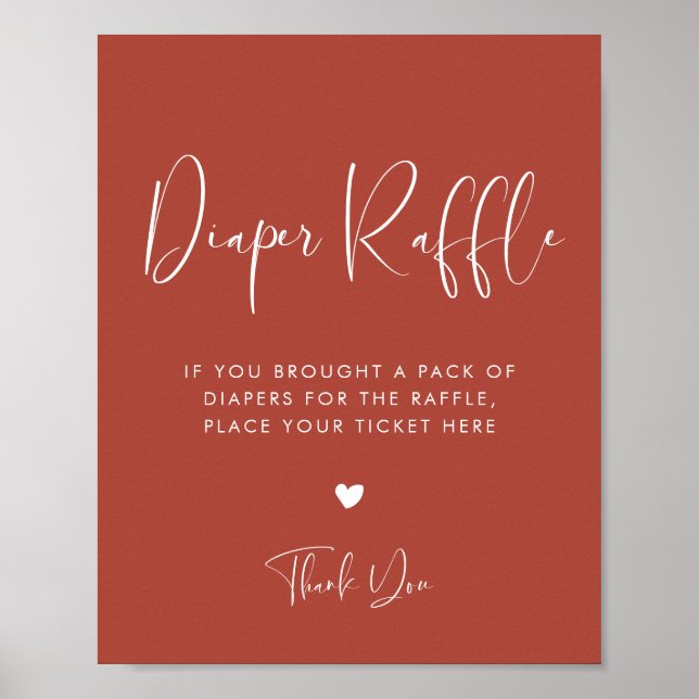 Elegant & Modern Terracotta Diaper Raffle sign (Front)