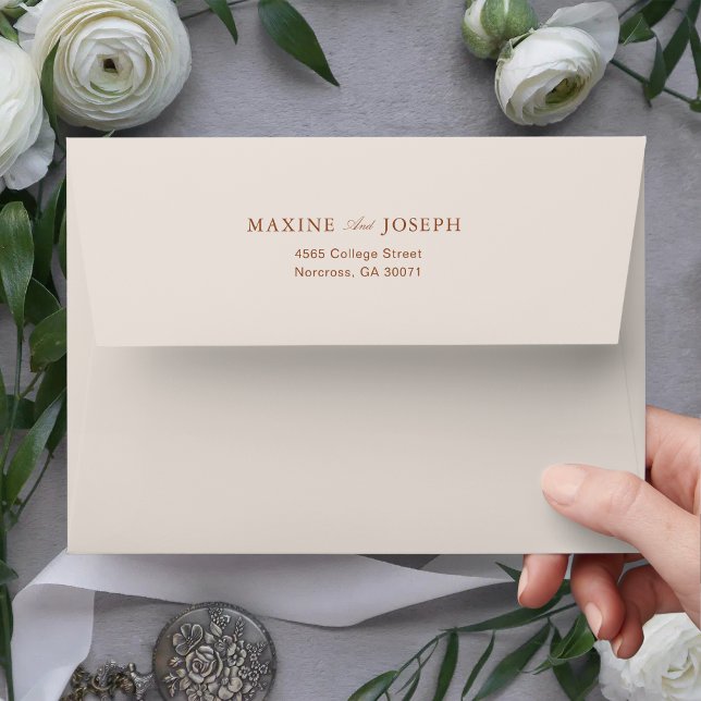 Elegant Modern Terracotta Floral Boho Fall Wedding Envelope (Terracotta floral wedding envelopes create a warm, elegant first impression.)