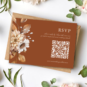 Elegant Modern Terracotta Floral Boho Fall Wedding RSVP Card
