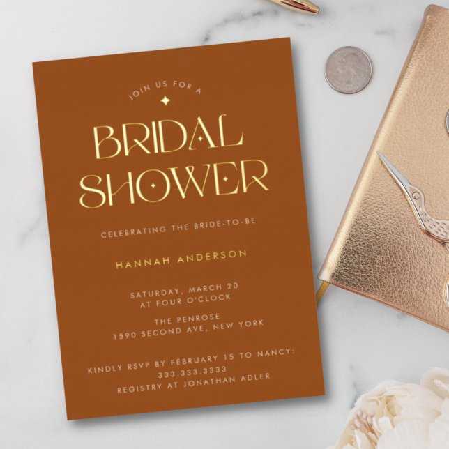 Elegant Modern Terracotta Gold Star Bridal Shower (Creator Uploaded)