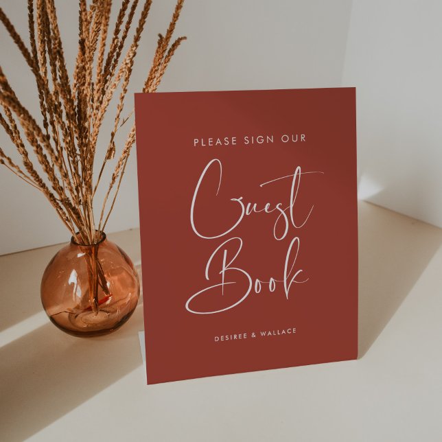 Elegant & Modern Terracotta Guestbook Pedestal Sign (Creator Uploaded)