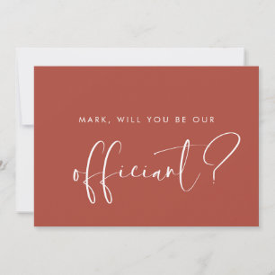 Elegant Modern Terracotta Officiant proposal card