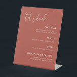 Elegant & Modern Terracotta wedding Bar menu Pedestal Sign<br><div class="desc">Wedding Bar menu sign. A modern typography and a trendy terracotta,  clay and peach colour palette for your wedding stationery: choose this simple and elegant wedding suite. Fully customisable: you can change the background as well as the text colour as you like.</div>