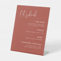 Elegant & Modern Terracotta wedding Bar menu