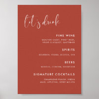 Elegant & Modern Terracotta wedding Bar menu