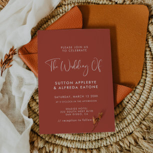 Elegant & modern terracotta wedding invitation