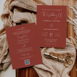 Elegant & Modern Terracotta wedding Invitation