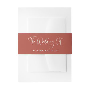 Elegant & modern Terracotta wedding Invitation Belly Band