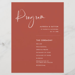 Elegant & modern terracotta wedding programme