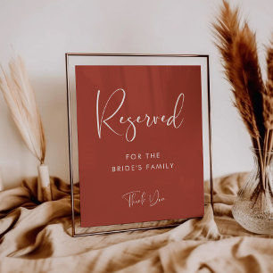 Elegant & Modern Terracotta wedding Reserved sign