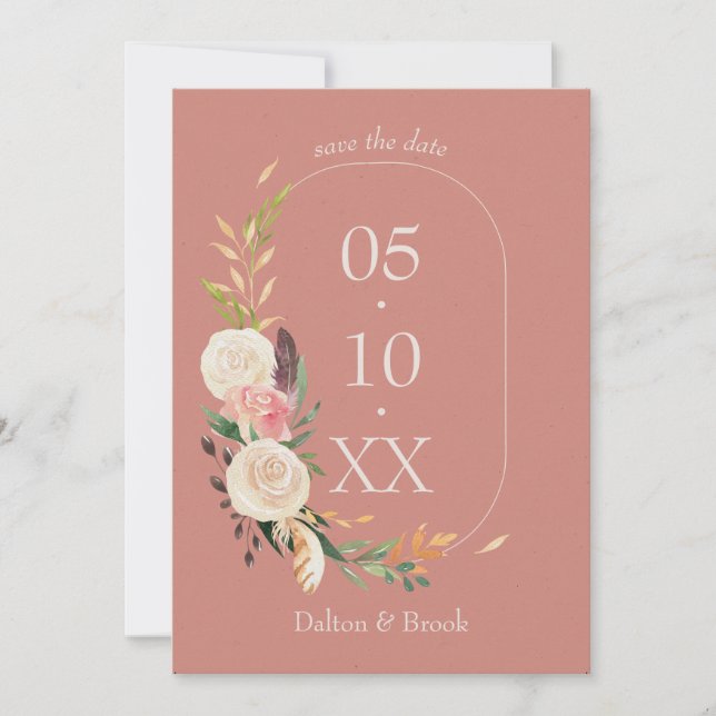 Elegant & Modern Terracotta Wedding Save the Date (Front)