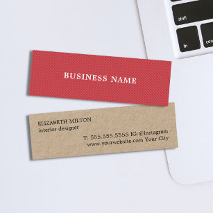 Elegant Modern Texture Red Kraft Paper Mini Business Card