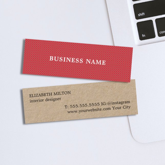 Elegant Modern Texture Red Kraft Paper Mini Business Card (Creator Uploaded)