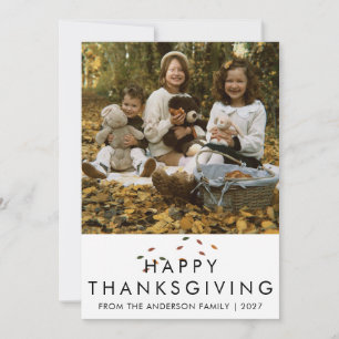 Elegant Modern Thanksgiving Family Photo Autumn Holiday Card
