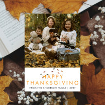 Elegant Modern Thanksgiving Family Photo Autumn