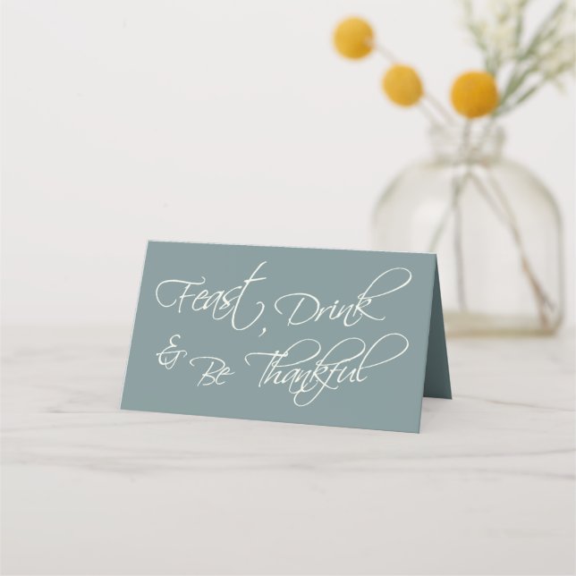 Elegant Modern Thanksgiving Thankful Feast Place Card (Front)