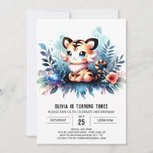 Elegant Modern Tiger Birthday Invitation