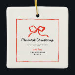 Elegant modern traditional red bow Christmas Ceramic Ornament<br><div class="desc">Elegant modern traditional red bow multi script and serif typography Merry Christmas Holiday favor decor gift mug.</div>