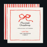 Elegant modern traditional red bow Christmas Holiday Card<br><div class="desc">Elegant modern traditional red bow multi script and serif typography Merry Christmas Holiday card.</div>