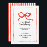 Elegant modern traditional red bow Christmas Holiday Card<br><div class="desc">Elegant modern traditional red bow multi script and serif typography Merry Christmas Holiday card.</div>