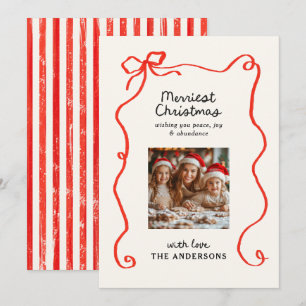 Elegant modern traditional red bow Christmas Holiday Card