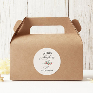 Elegant modern traditional red bow multi photo classic round sticker