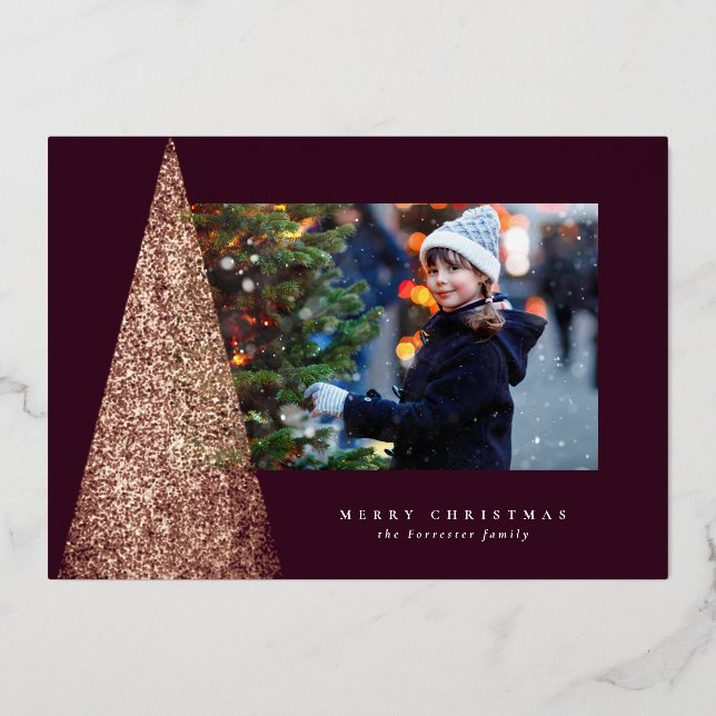 Elegant modern tree plum one photo Christmas (Front)