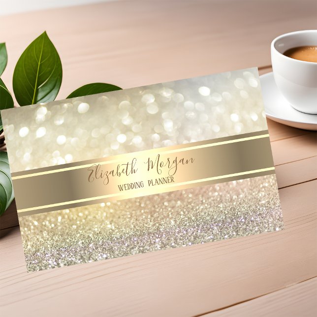 Elegant Modern Trendy Bokeh,Gold Stripe Business Card (Creator Uploaded)