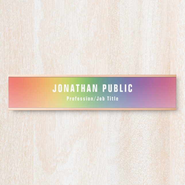 Elegant Modern Trendy Colorful Template Door Sign (Front)