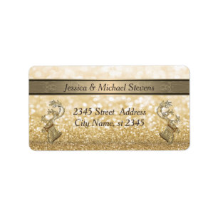 Elegant modern trendy glittery holiday reindeer label